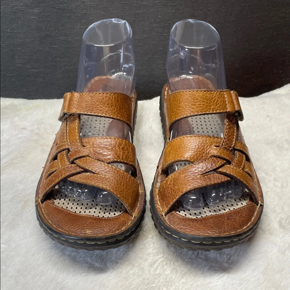 Born Brown Leather Slide‎ Sandals